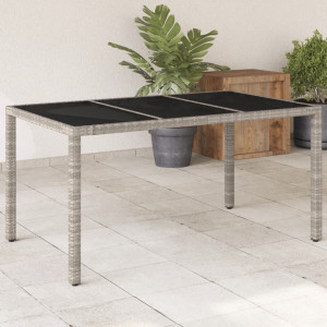 Mesa de jardín superficie de vidrio ratán PE gris 150x90x75 cm D