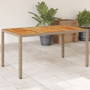 Mesa de jardín ratán PE y madera acacia beige 150x90x75 cm D