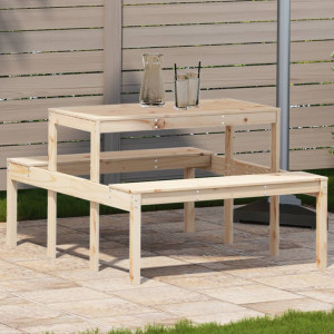 Mesa de picnic madera maciza de pino 110x134x75 cm D