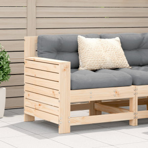 Sofá de jardín con reposabrazos y cojín madera maciza de pino D