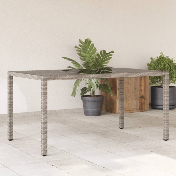 Mesa de jardim superfície de vidro ratão PE cinza 150x90x75 cm D