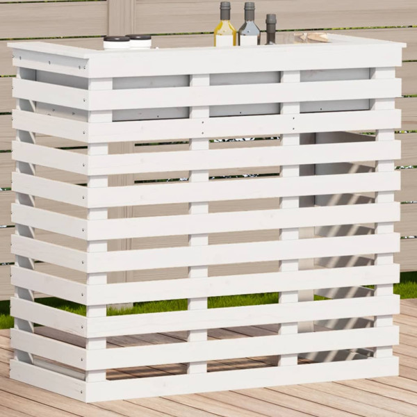 Mesa alta de jardim em madeira de pinho branco 113,5x50x103 cm D