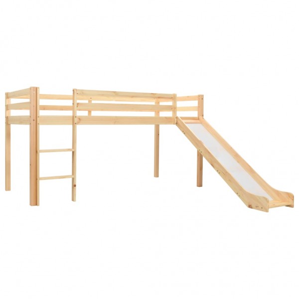 Cama alta para niños tobogán y escalera madera pino 97x208 cm D