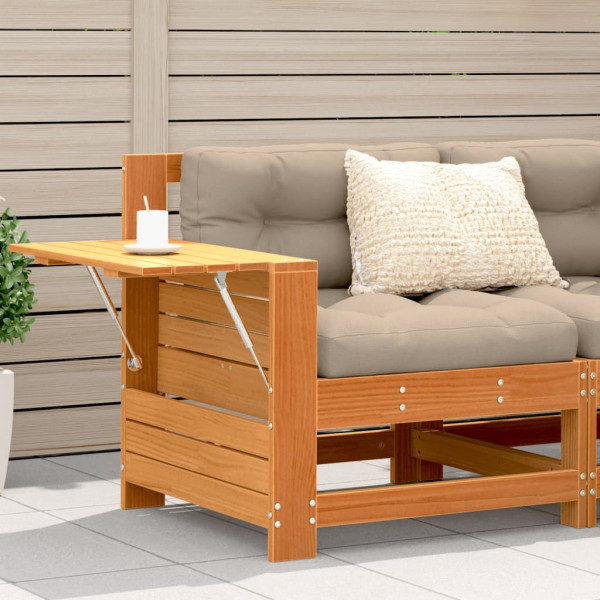Sofá de jardim com banco de braços mesa auxiliar madeira de pinho marrom D