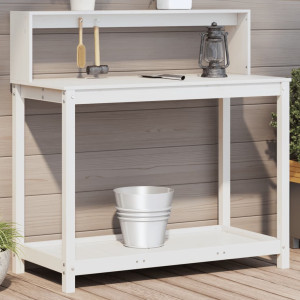 Mesa de plantação com estantes madeira pinheiro branco 108x50x109.5 cm D