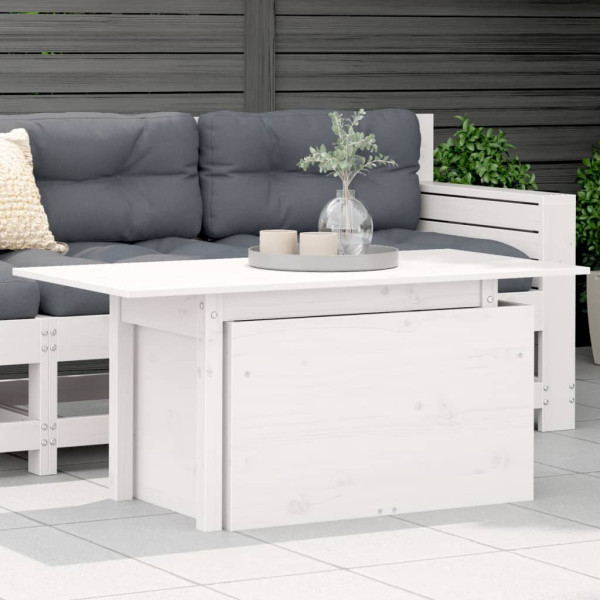 Mesa de jardim madeira maciça de pinho branco 100x50x75 cm D