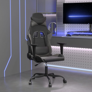 Silla gaming cuero sintético negro y gris D