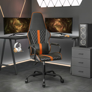 Silla gaming con masaje cuero sintético naranja y negro D