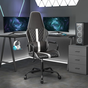 Silla gaming cuero sintético negro y blanco D