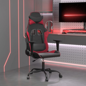 Silla gaming cuero sintético negro y rojo vino tinto D