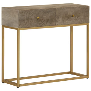 Mesa consola madera maciza de mango y hierro 90x30x76 cm D