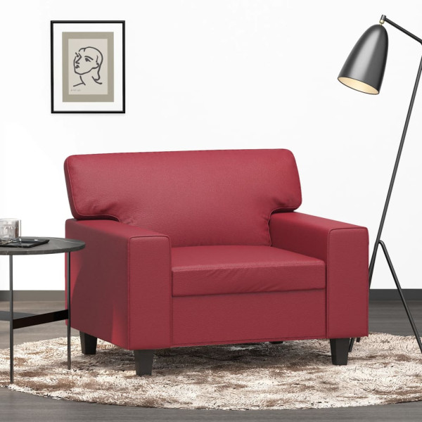 Sillón cuero sintético rojo tinto 60 cm D