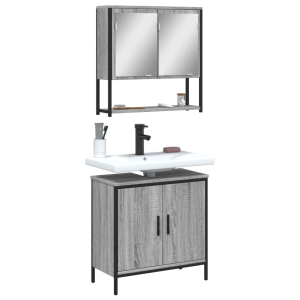 Set de muebles de baño 2 pzas madera contrachapada gris sonoma D