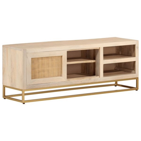 Mueble de TV madera maciza de mango y hierro 110x30x40 cm D