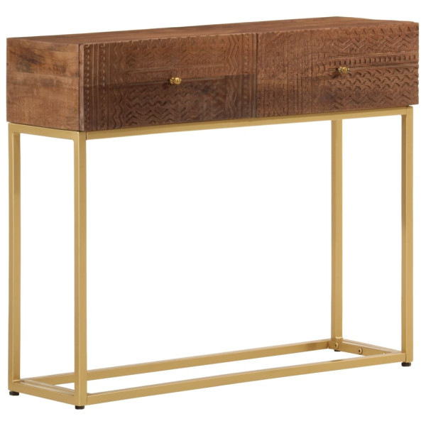 Mesa consola madera maciza de mango y hierro 90x30x76 cm D