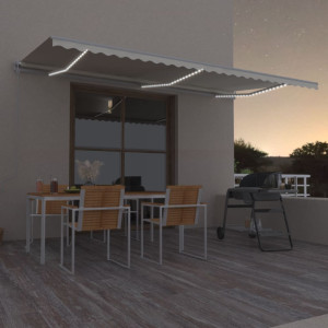 Toldo automático con LED sensor de viento crema 600x300 cm D