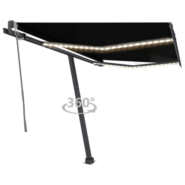 Toldo automático LED sensor de vento cinzento 300x250 cm D