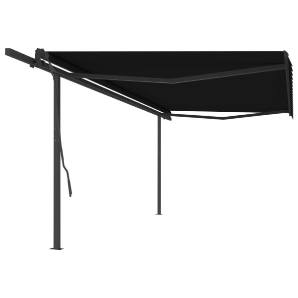 Toldo retrátil manual com postes cinza antracite 5x3,5 m D