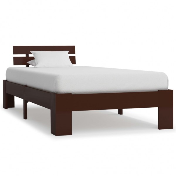Estructura de cama madera maciza pino marrón oscuro 90x200 cm D
