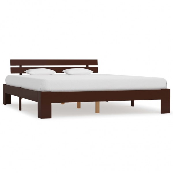 Estrutura da cama madeira maciça pinho marrom escuro 160x200 cm D