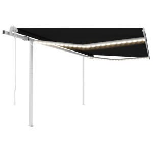 Toldo automático con LED y sensor de viento antracita 4x3 m D