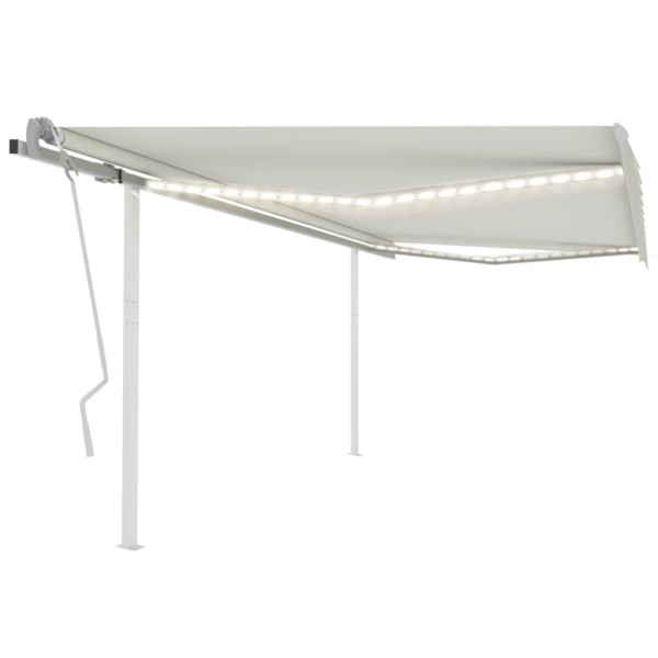 Toldo retrátil manual com luz LED creme 4x3 m D