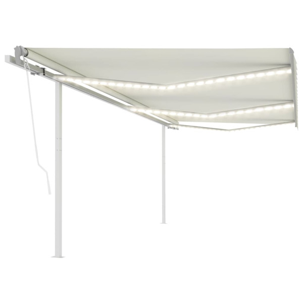 Toldo automático con LED sensor de viento crema 6x3 m D