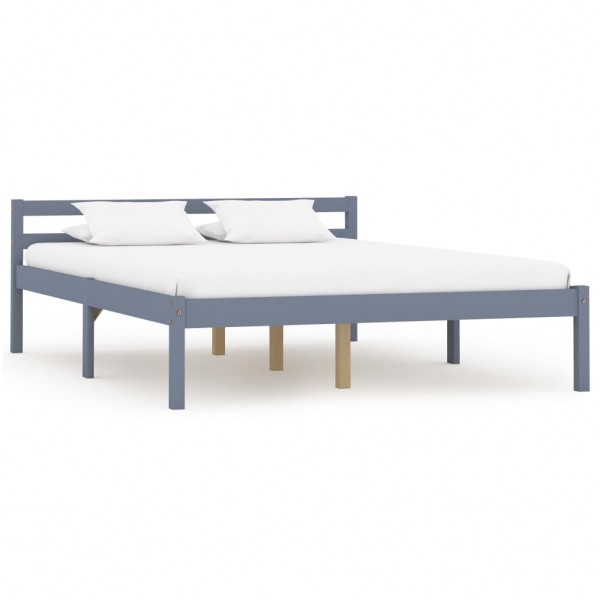 Estructura de cama de madera maciza de pino gris 120x200 cm D