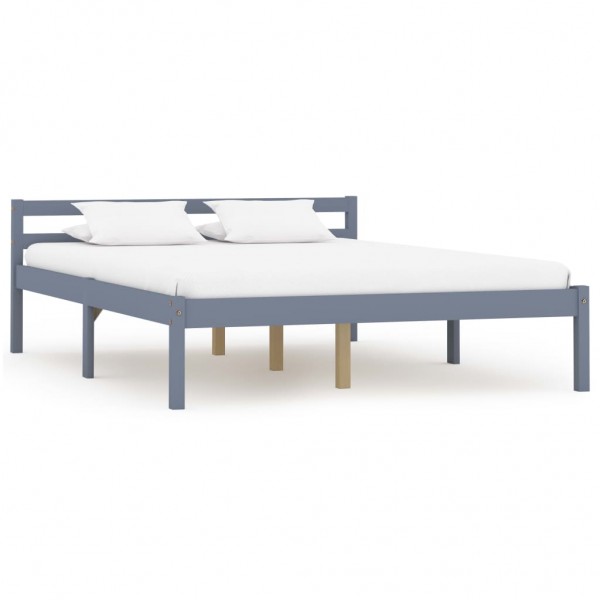 Estructura de cama de madera maciza de pino gris 140x200 cm D