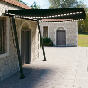 Toldo retráctil manual con LED gris antracita 4x3 cm D