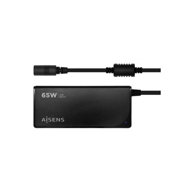Cargador de Portátil Aisens ASLC-65WAUTO-BK 9 conectores voltaje 18.5-20V/ 1 USB QC3.0 D