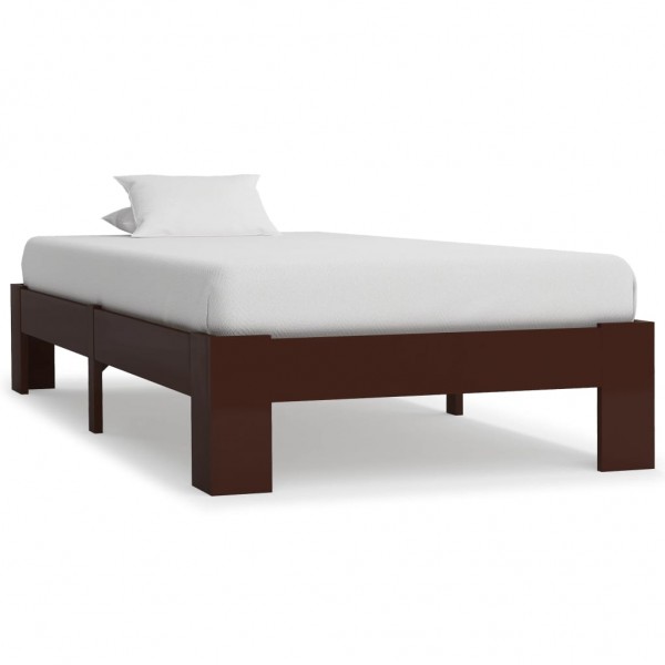 Estructura de cama madera maciza pino marrón oscuro 90x200 cm D