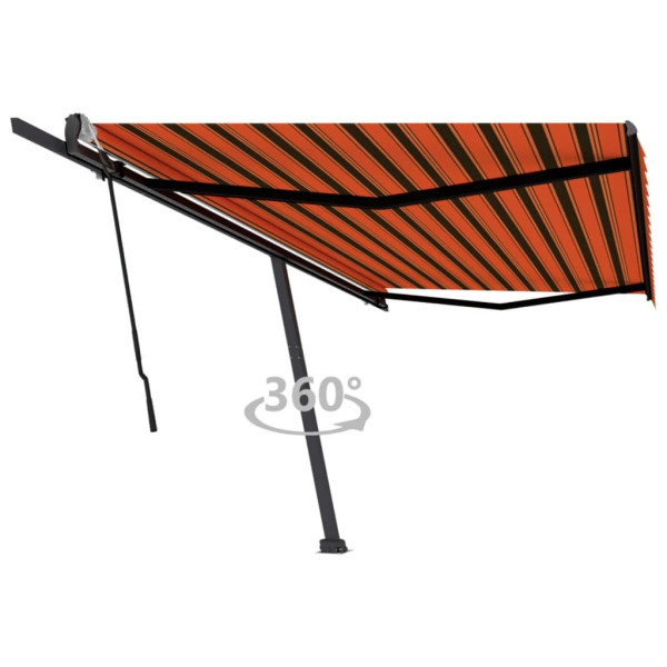 Toldo de pé manual retrátil laranja e marrom 500x300 cm D