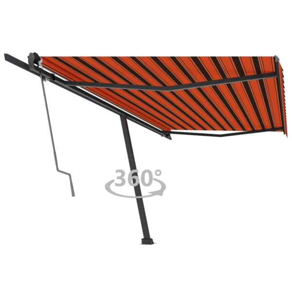 Toldo de pie automático naranja y marrón 500x300 cm D