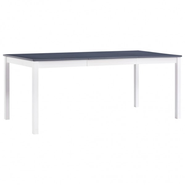 Mesa de jantar de madeira de pinho branco e cinza 180x90x73 cm D