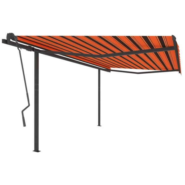 Toldo retráctil automático con postes naranja y marrón 4x3.5 m D