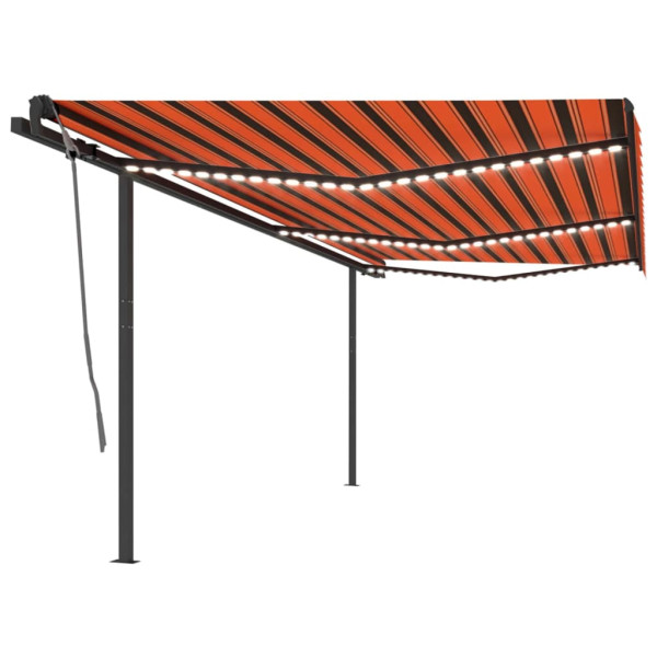 Toldo manual retráctil con luz LED naranja y marrón 6x3.5 m D