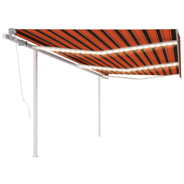 Toldo automático LED sensor de viento naranja marrón 6x3.5 m D