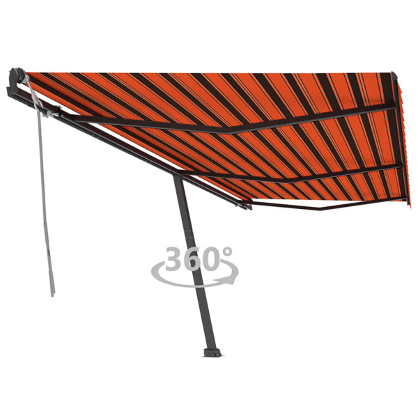 Toldo de pie retráctil manual naranja y marrón 600x350 cm D