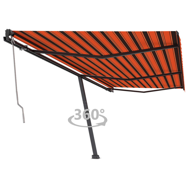 Toldo de pie automático naranja y marrón 600x350 cm D