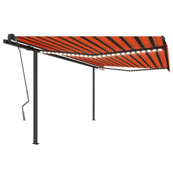 Toldo retráctil manual con luz LED naranja y marrón 4x3.5 m D