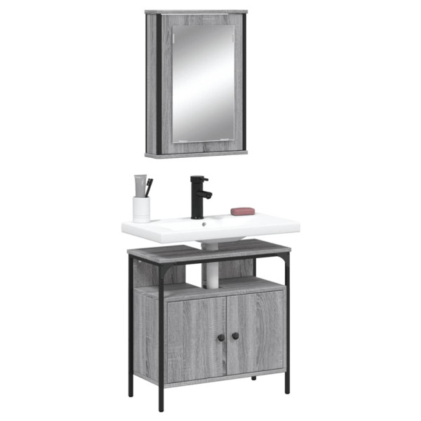 Set de muebles de baño 2 pzas madera contrachapada gris sonoma D