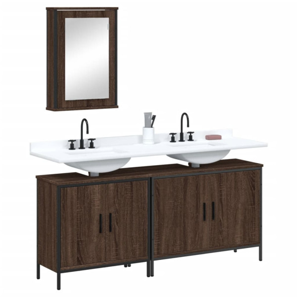 Set de muebles baño 3 pzas madera contrachapada roble marrón D