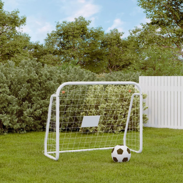 Portería de fútbol con red acero y poliéster blanco 125x96x60cm D