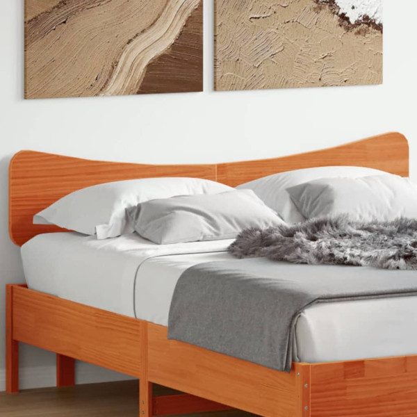 Cabecero de cama madera maciza de pino marrón cera 160 cm D