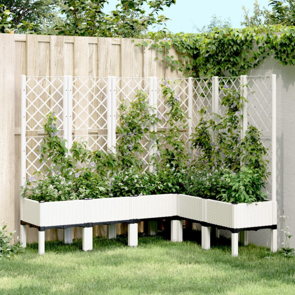 Jardinera con enrejado PP blanco 160x120x142 cm D