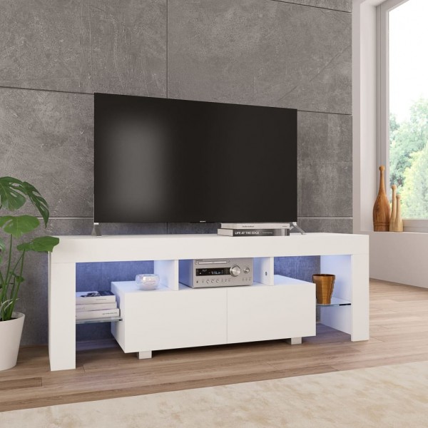 Mobiliário para TV com luzes LED brancas brilhantes 130x35x45 cm D