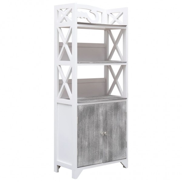 Mobiliário de quarto madeira Paulownia branco cinza 46x24x116 cm D