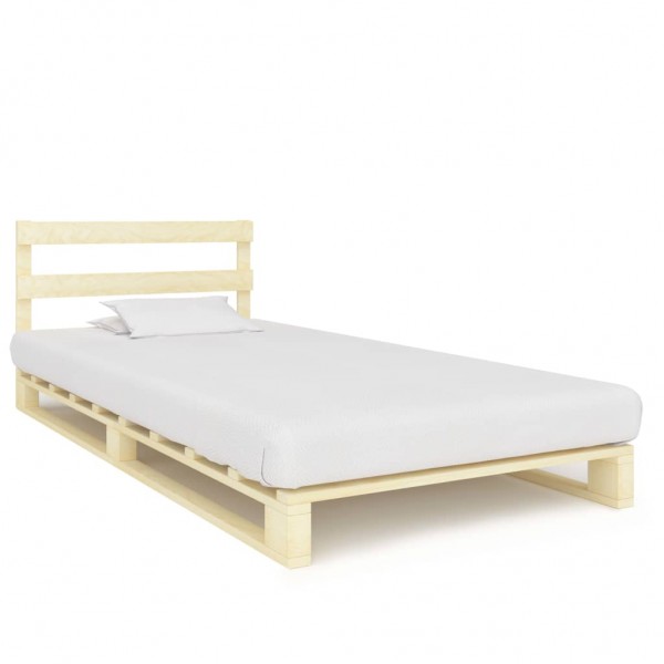 Estrutura de cama de palha madeira maciça de pinho 90x200 cm D