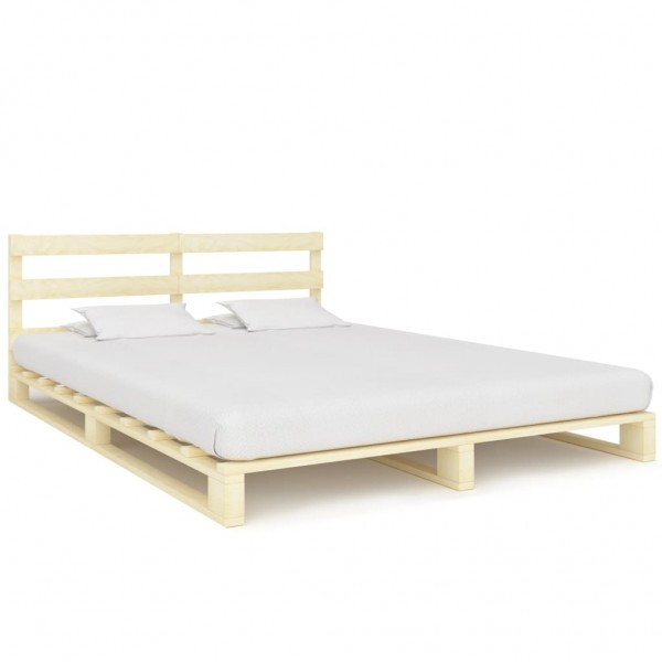 Estrutura de cama de paletes madeira maciça de pinho 140x200 cm D